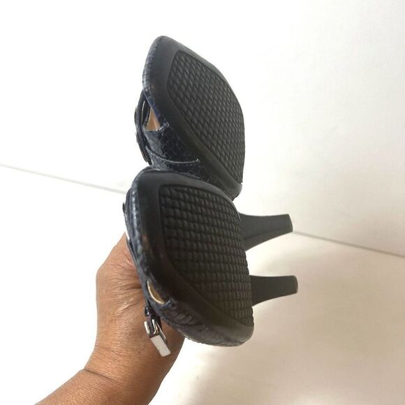 Cole Haan Women 7B Purple Snake Skin Print Leather Sling Back Heel Peep Toe Shoe - Picture 7 of 12